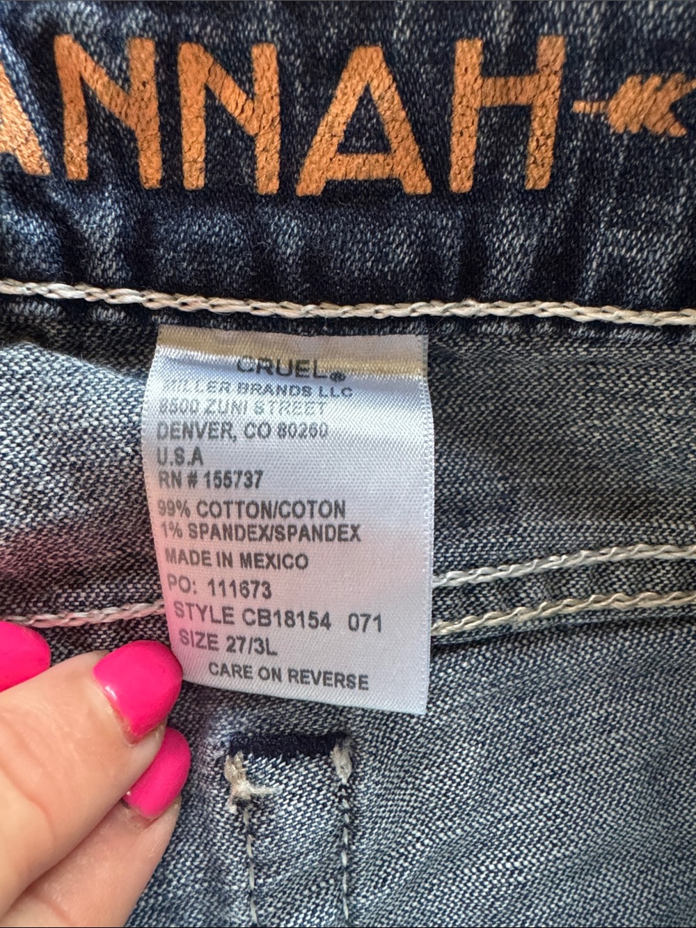 Cruel Girl Hannah 27/3L Blue Boot Cut Jeans with Leopard Embroidered Pocket - Picture 8 of 8